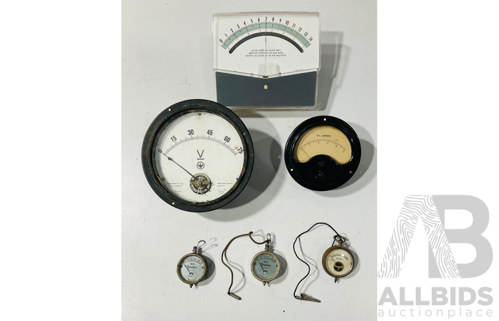 Antique and Modern Volt/Amp Meters Including Yankee Pocket Multimeter, Made in USA