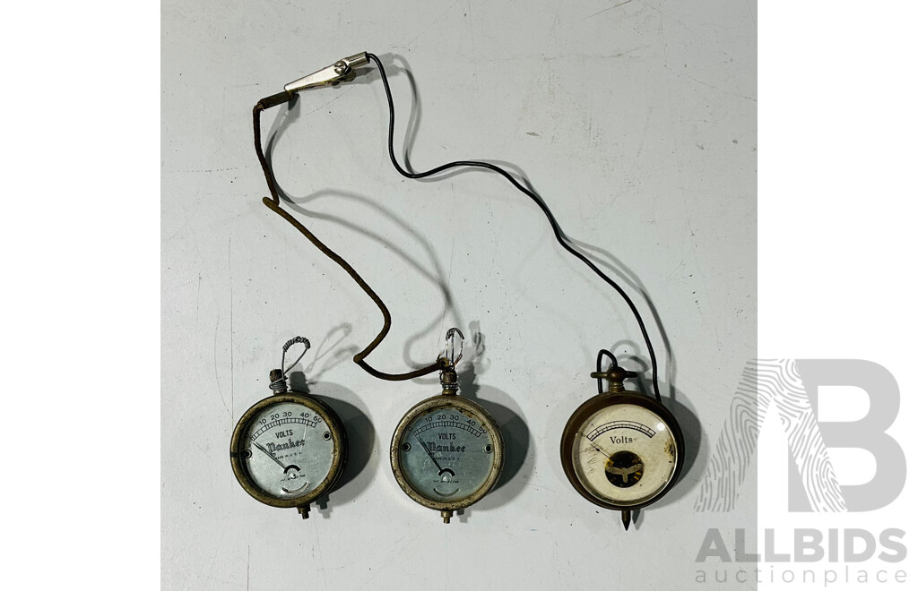 Antique and Modern Volt/Amp Meters Including Yankee Pocket Multimeter, Made in USA