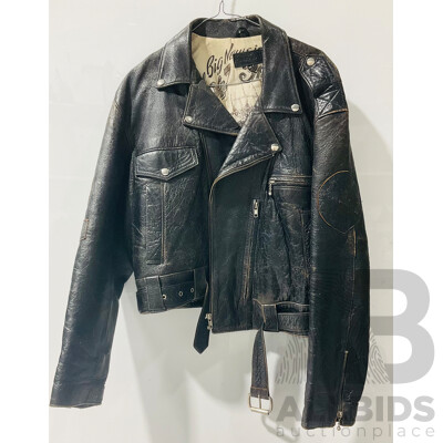 Retro Real Leather Bitsonic Motorcycle Jacket with Distressed Finish