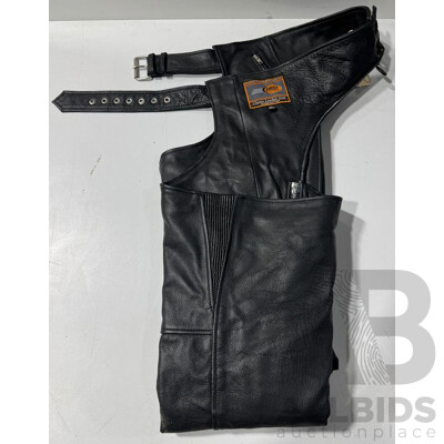 Retro Set First Classics Real Leather Motorcycle Chaps Pants