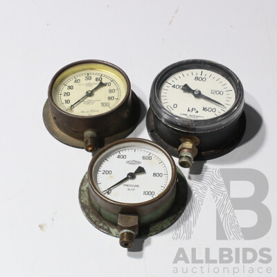 Collection of Three Chrome Gauges
