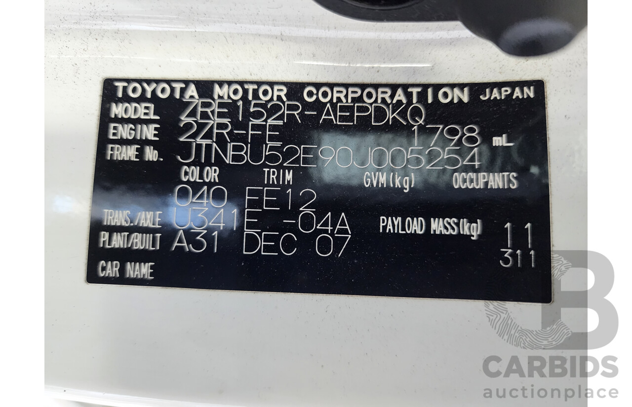 1/2008 Toyota Corolla Ascent ZRE152R MY07 4d Sedan White 1.8L