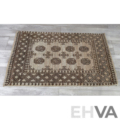 Hand Knotted Afghan Wool Rug with Muted Colour and Gul Motif