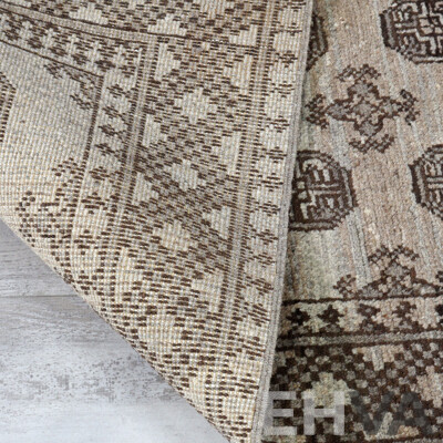 Hand Knotted Afghan Wool Rug with Muted Colour and Gul Motif