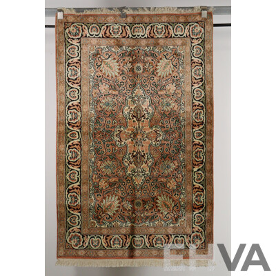 Hand Knotted Persian Wool and Poly Silk Rug with Nice Sheen