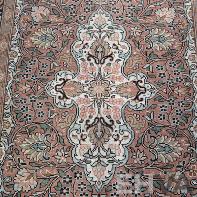 Hand Knotted Persian Wool and Poly Silk Rug with Nice Sheen