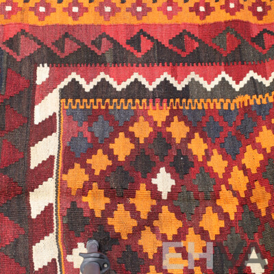 Large Hand Woven Persian Maimana Wool Slit Weave Kilim