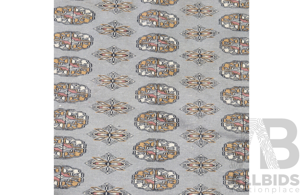 Large Hand Knotted Afghan Soft Wool Main Carpet with Grey Bokharra Design