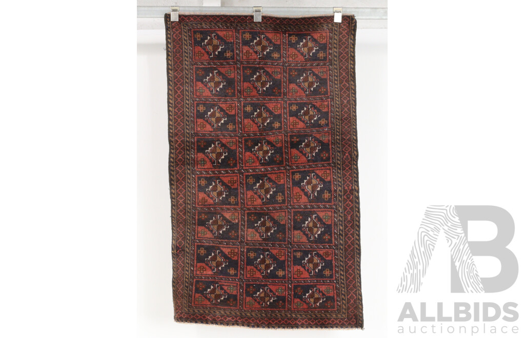 Antique Hand Knotted Afghan Turkoman Wool Rug with Muted Colour and Gul Motif