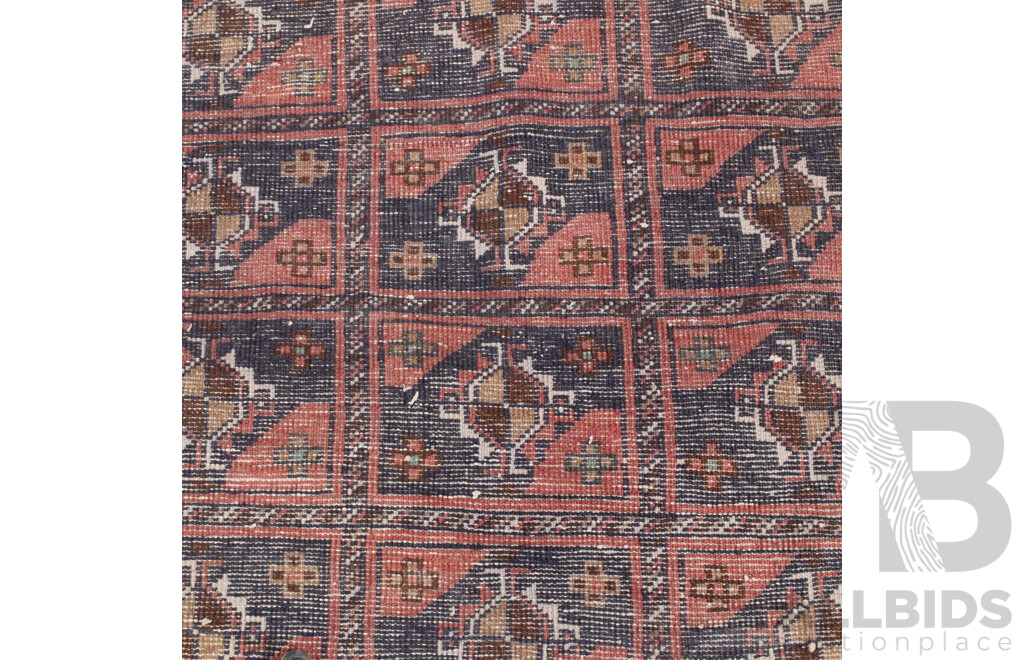 Antique Hand Knotted Afghan Turkoman Wool Rug with Muted Colour and Gul Motif