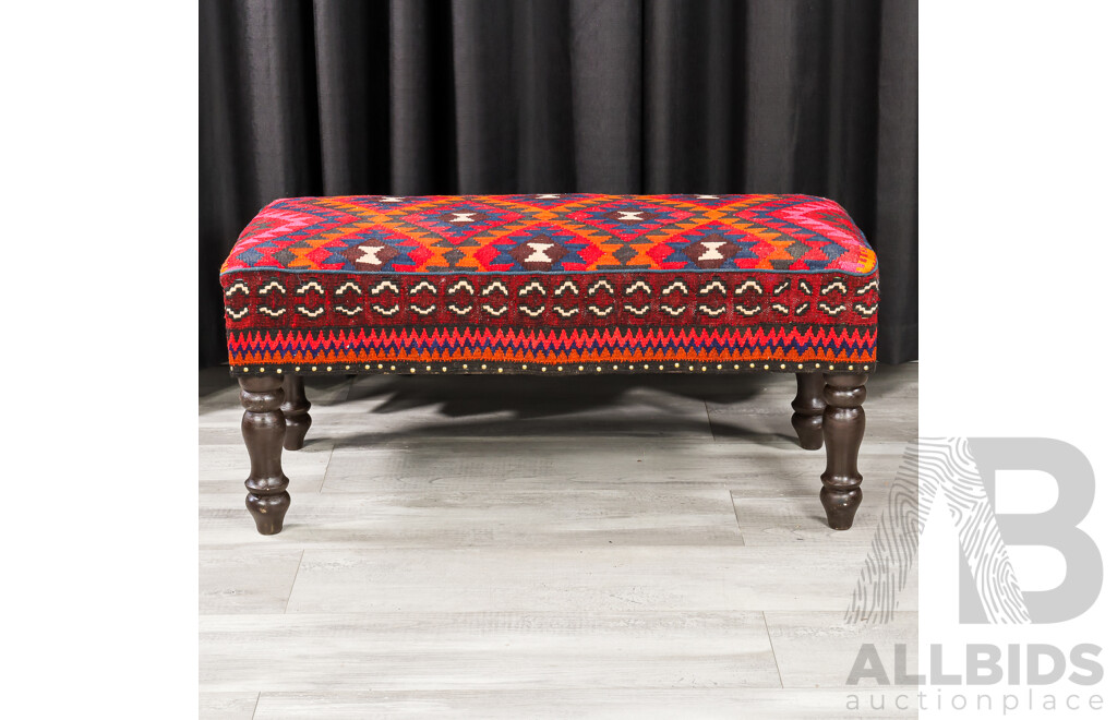 Good Set of Three Kilim Upholstered Foot Stools