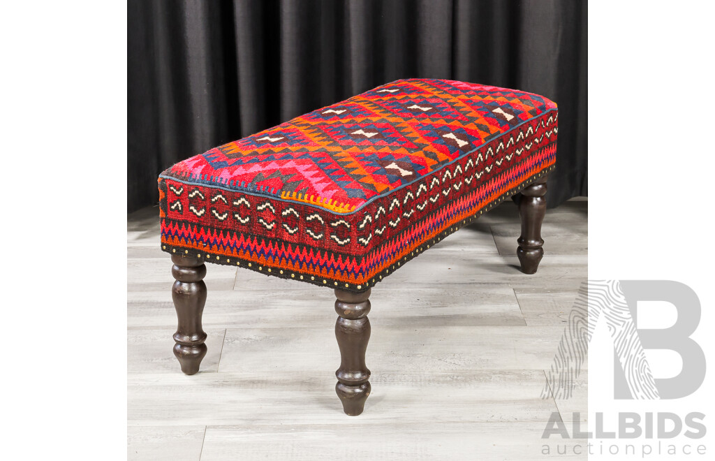 Good Set of Three Kilim Upholstered Foot Stools