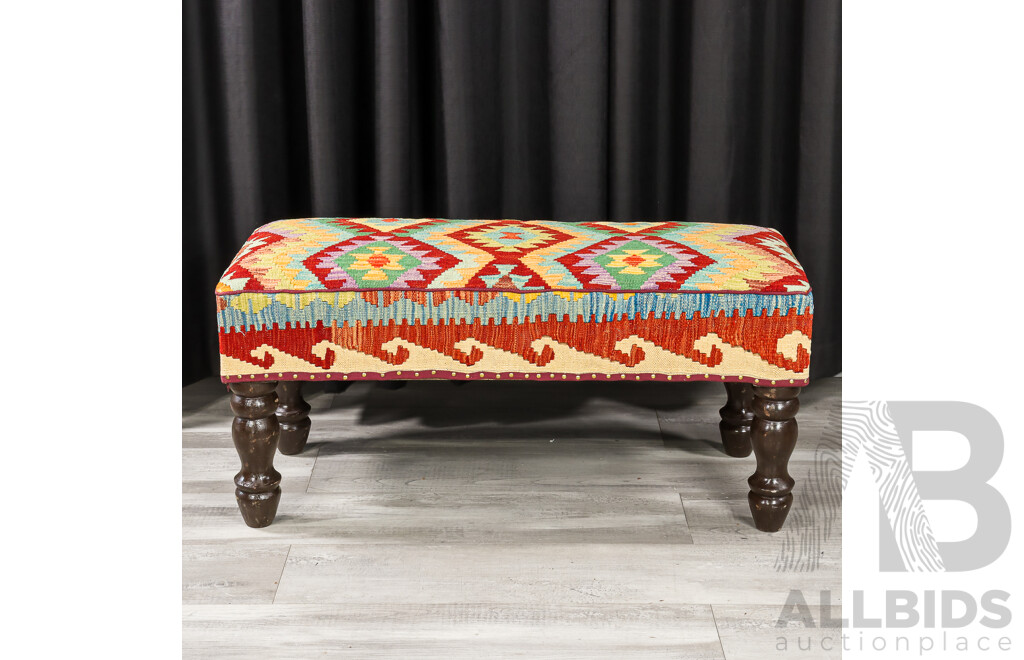 Good Set of Three Kilim Covered Foot Stools