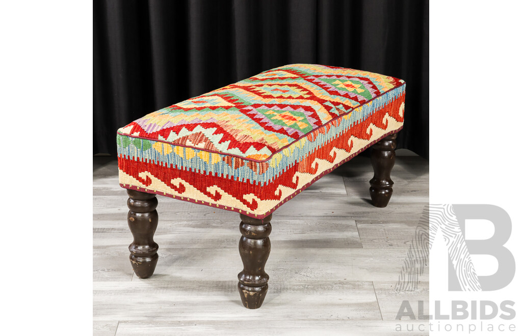 Good Set of Three Kilim Covered Foot Stools
