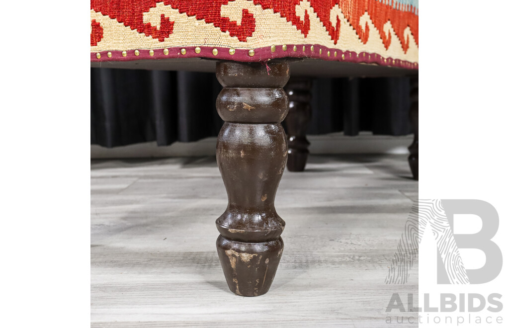 Good Set of Three Kilim Covered Foot Stools