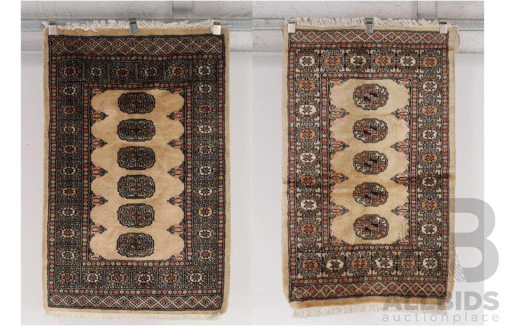 Two Hand Knotted Afghan Soft Wool Bokhara Style Rugs with Traditional Design
