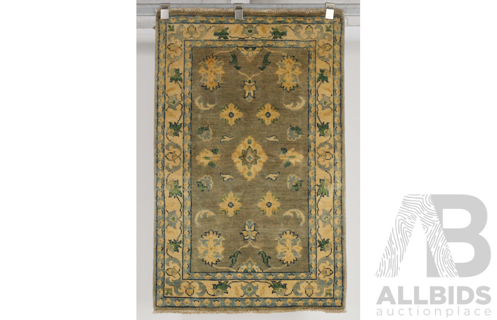 Hand Knotted Afghan Wool Chobi Rug with Restrained Design