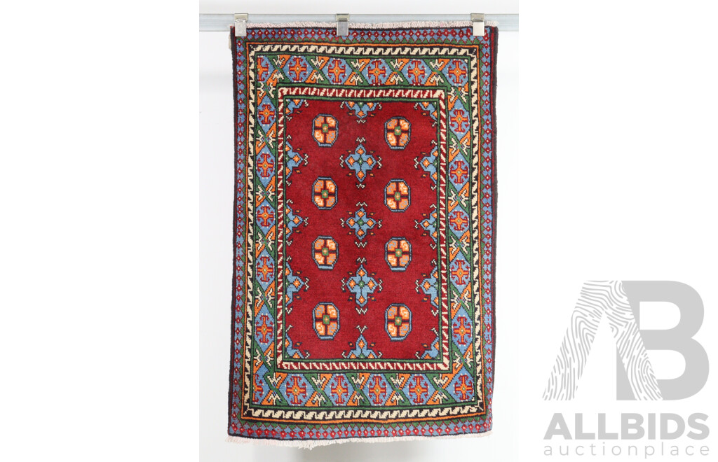 Bright Coloured Hand Knotted Afghan Thick Wool Rug Gul Design