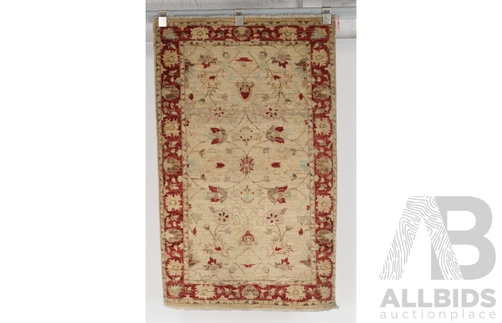 Hand Knotted Afghan Thick Soft Wool Rug with Restrained Design