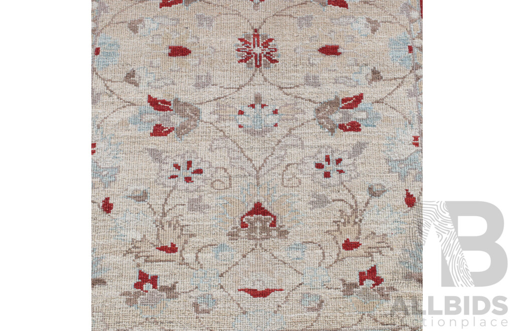 Hand Knotted Afghan Thick Soft Wool Rug with Restrained Design