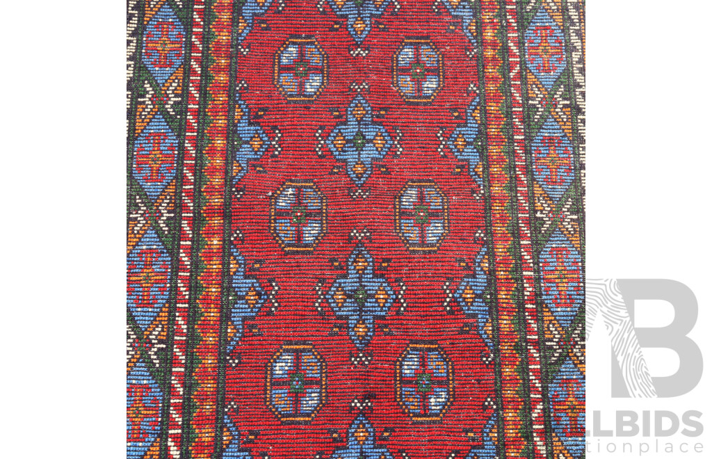 Hand Knotted Afghan Wool Rug with Bright Colours and Gul Design