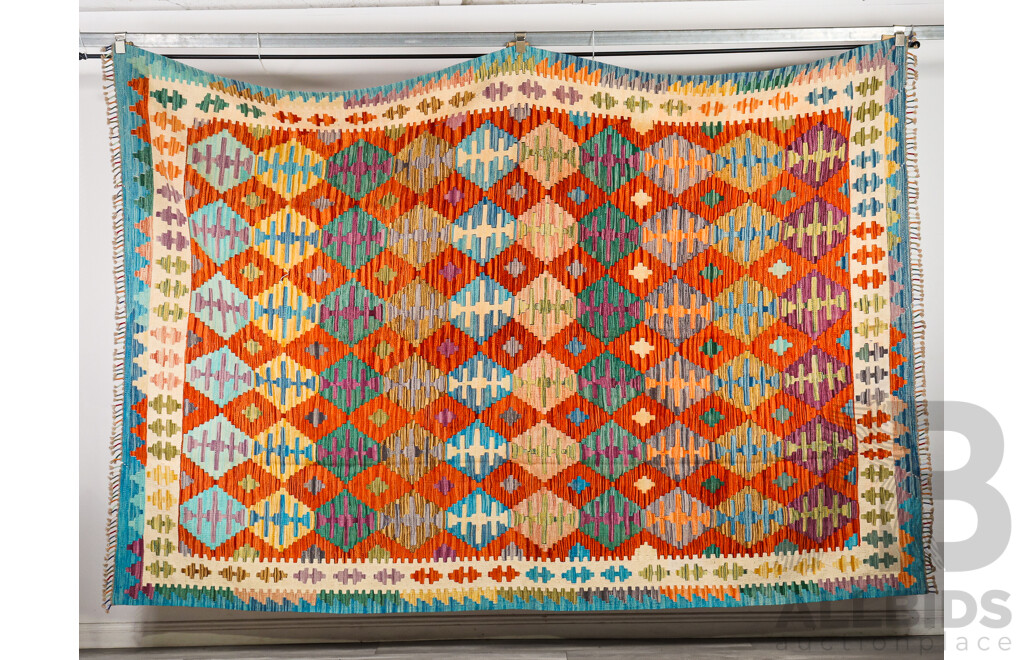 Large Hand Woven Persian Wool Slit Weave Kilim