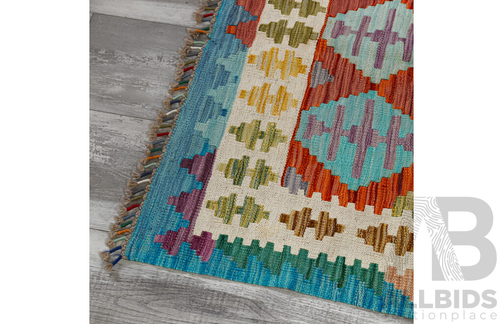 Large Hand Woven Persian Wool Slit Weave Kilim