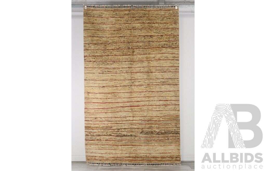 Large Hand Knotted Afghan Wool Carpet with Tasselled Ends