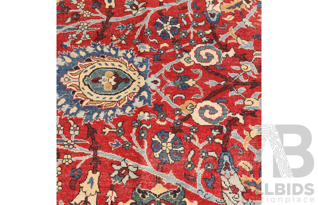Large Hand Knotted Afghan Soft Wool Carpet with Tasselled Ends and Abrashed Design