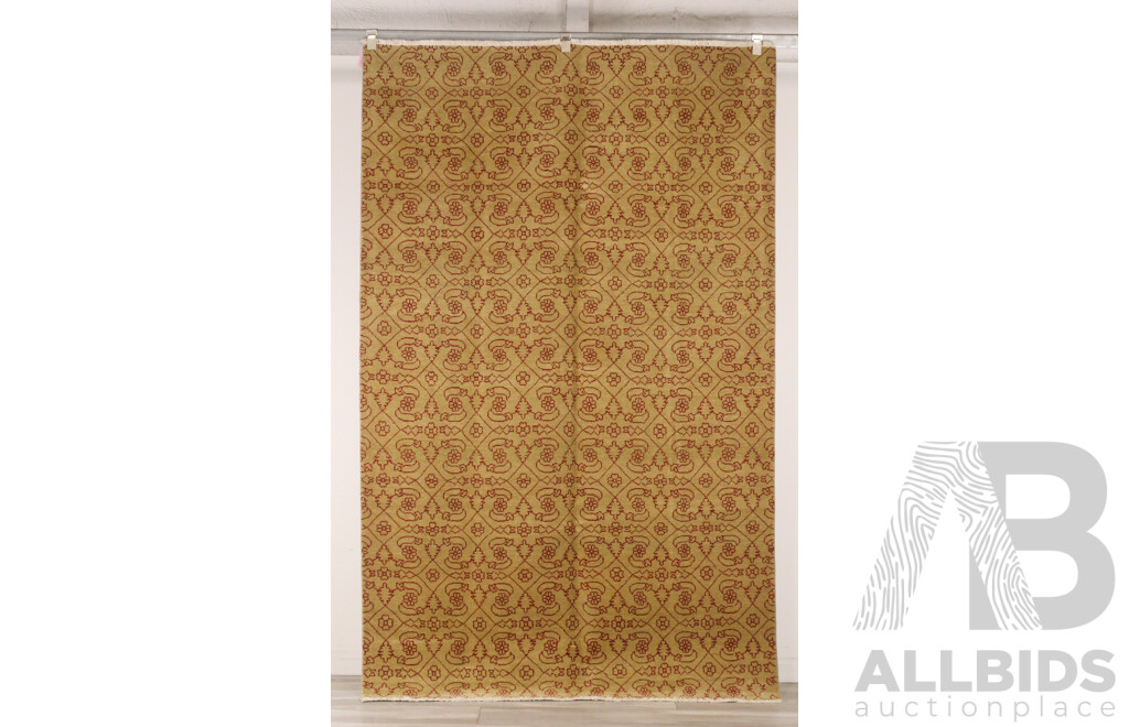 Large Hand Knotted Afghan Thick Soft Wool Carpet with Restrained Herati Pattern