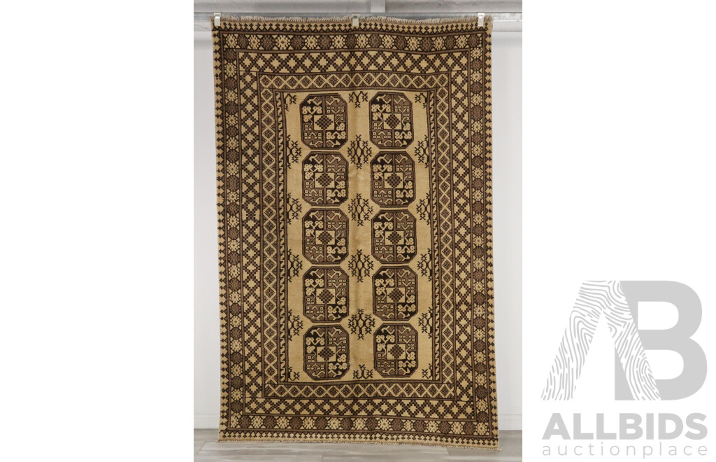 Large Hand Knotted Afghan Soft Wool Carpet with Neutral Palette