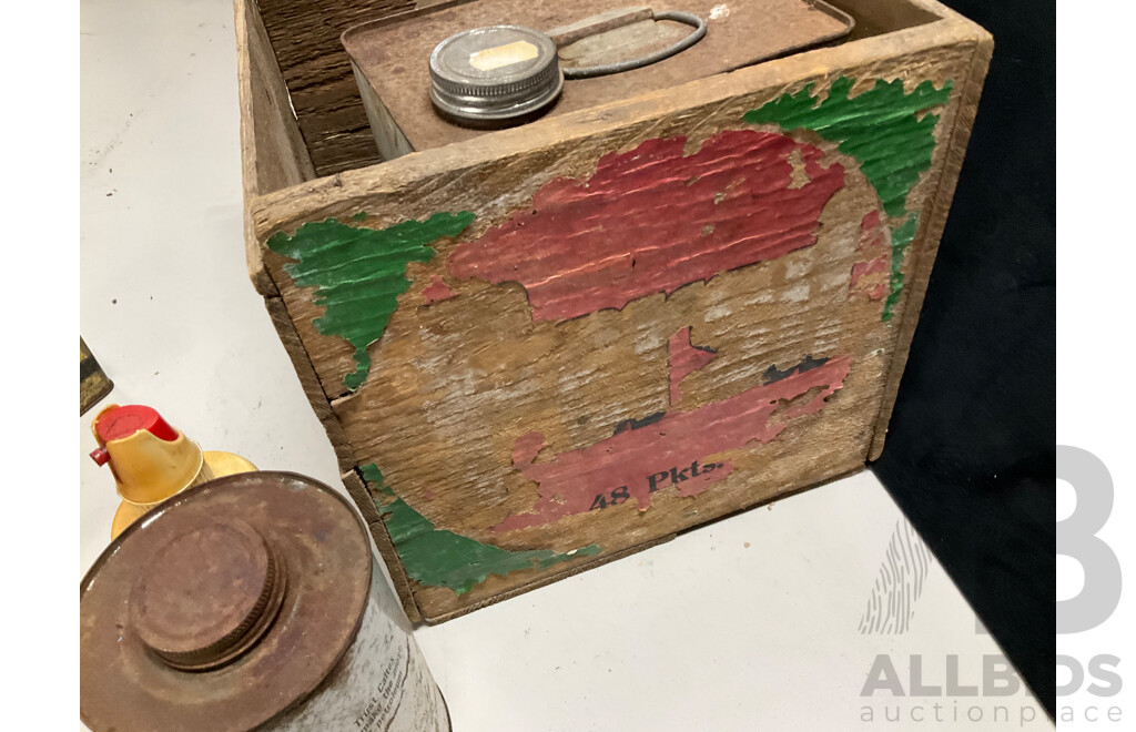 Collection of Vintage Oil Tins Including Shell Petroleum Jelly with Embossed Lid, Caltex Custom Five Star and Two Stroke, BP Grease with Pump, Engineers Oilers