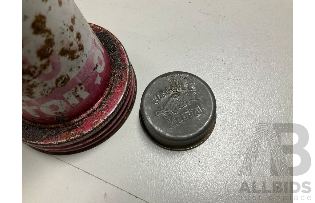 Collection of Vintage Oil Tins Including Shell Petroleum Jelly with Embossed Lid, Caltex Custom Five Star and Two Stroke, BP Grease with Pump, Engineers Oilers