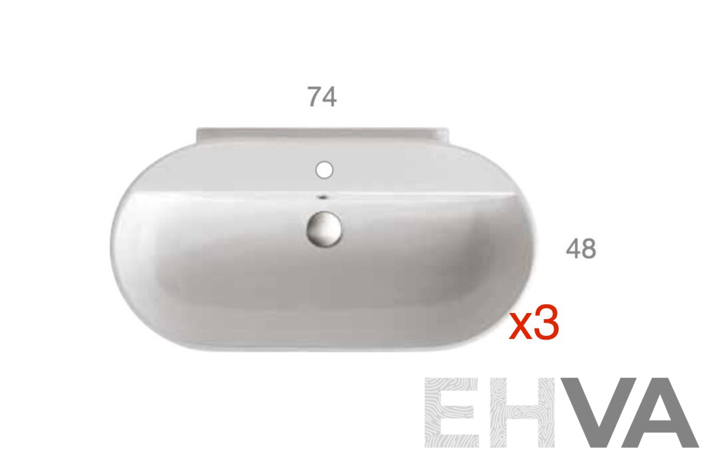 GLOBO SA027.BI Wash Basin 74x48cm - Lot of 3