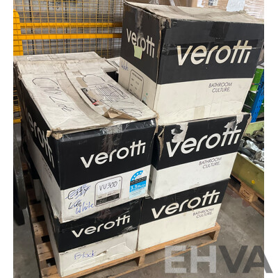 Verotti Vivo Wall Hung Pan Thick Seat Rimless Toilet White & Black - Lot of 9 - Total ORP $4,275.00