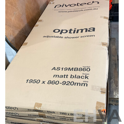 PIVOTECH Optima Adjustable Shower Screen - Matt Black - Lot of 3