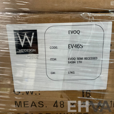 Pallet of WETDESIGN EV46S Evoq Semi Recessed Basin