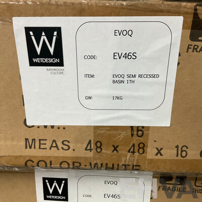 Pallet of WETDESIGN EV46S Evoq Semi Recessed Basin
