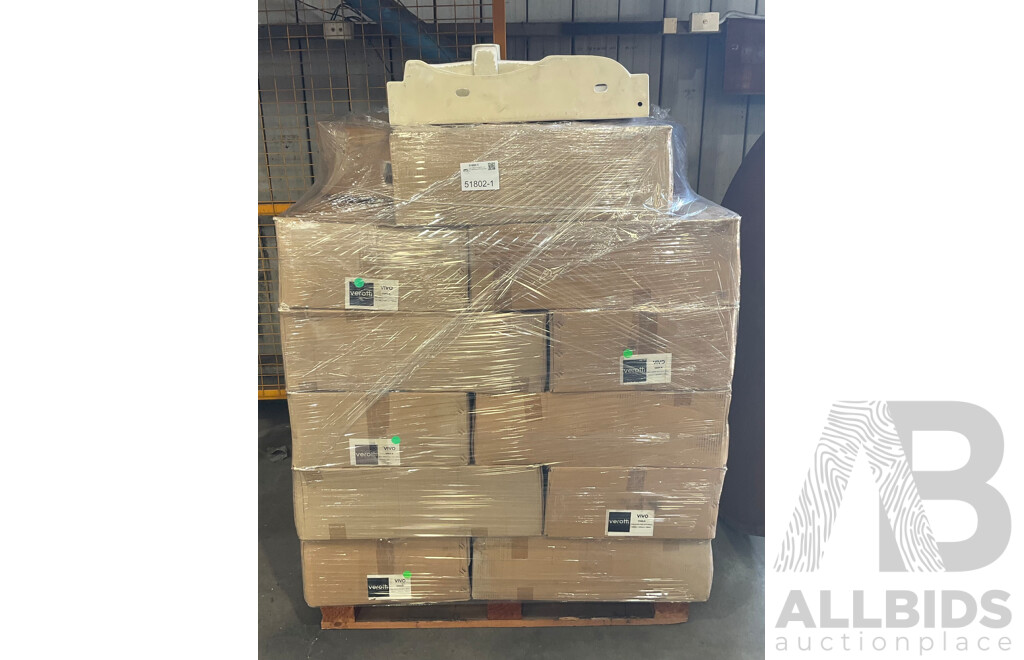 Pallet of VEROTTI  VIVO Wall Basin RHS with Right Shelf - Total in 24