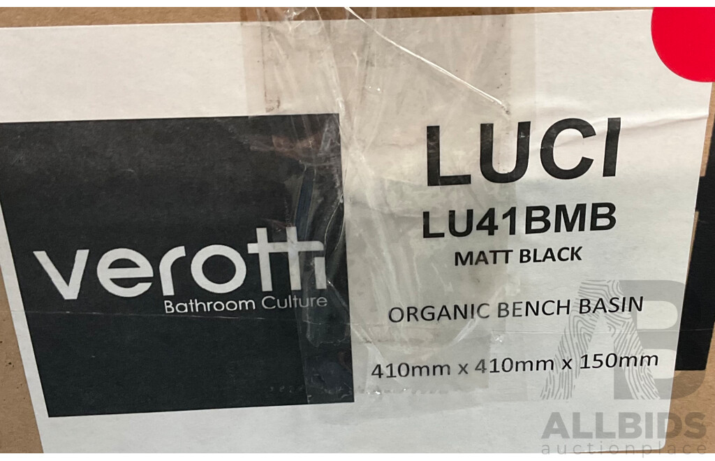 VEROTTI LUCI  Organic Bench Basin (LU40BMB) - Matt Black - ORP $369