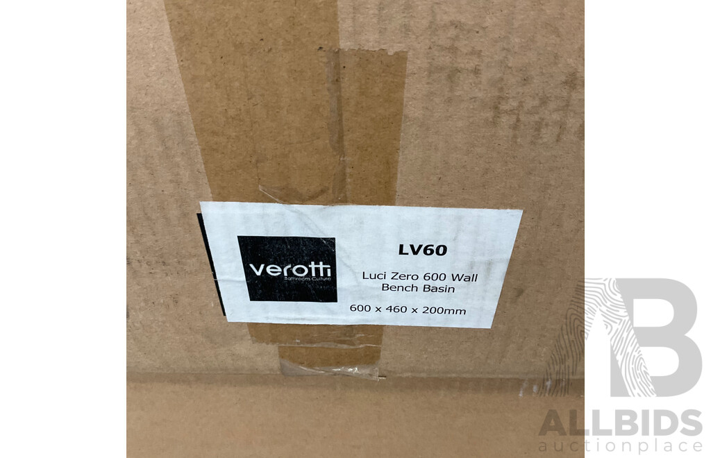 Pallet of VEROTTI LV60 Luci Zero 600 Wall Bench Basin