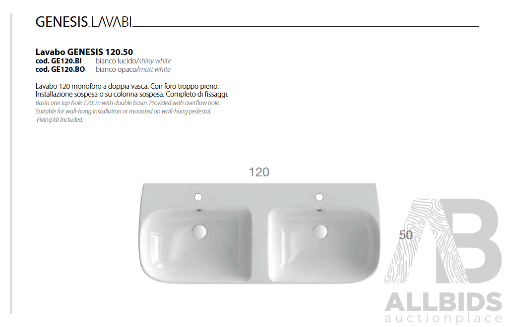 GLOBO GE120.BI Double Basin - Shiny White