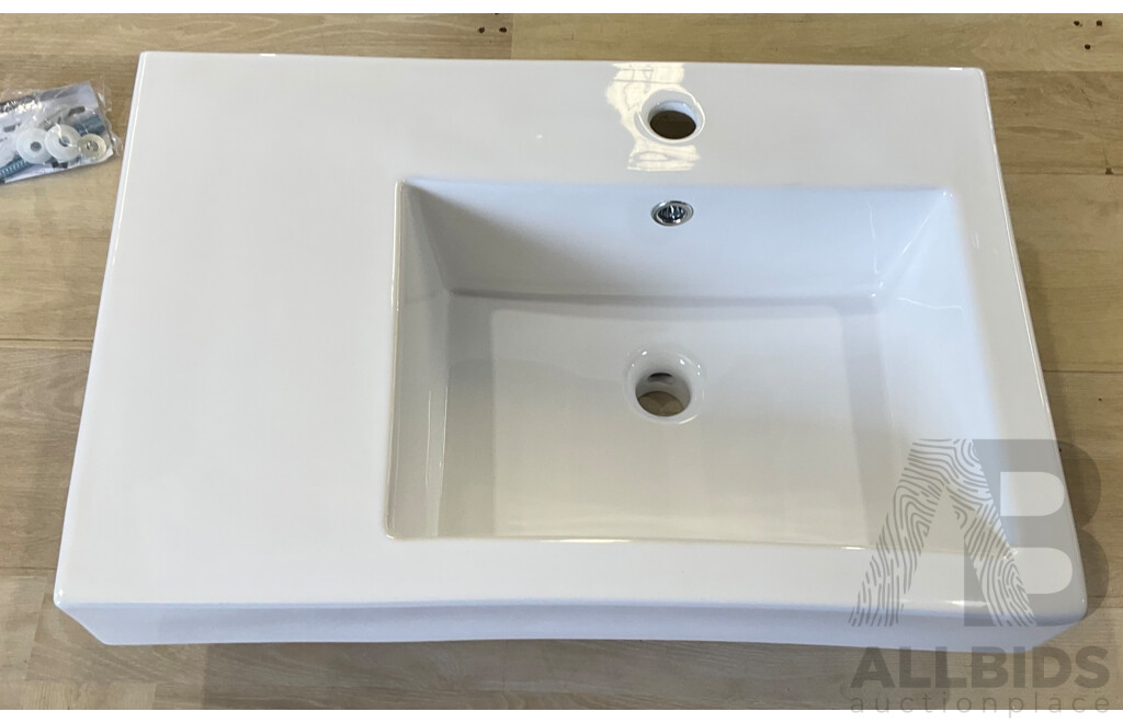 Pallet of VEROTTI  VIVO Wall Basin RHS with Left Shelf - Total in 24