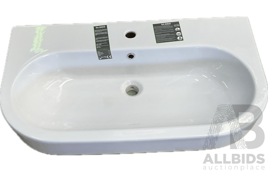 GLOBO SA014.BI Concept Series 90cm One/three Holes White Wash Basin