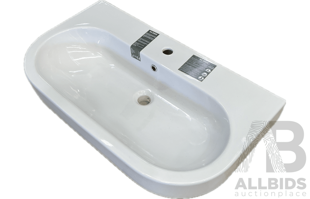 GLOBO SA014.BI Concept Series 90cm One/three Holes White Wash Basin