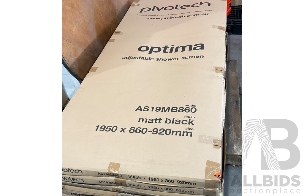 PIVOTECH Optima Adjustable Shower Screen - Matt Black - Lot of 3