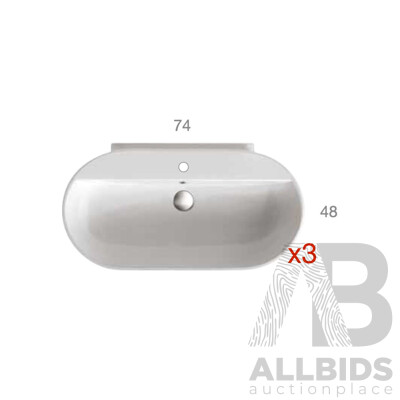 GLOBO SA027.BI Wash Basin 74x48cm - Lot of 3