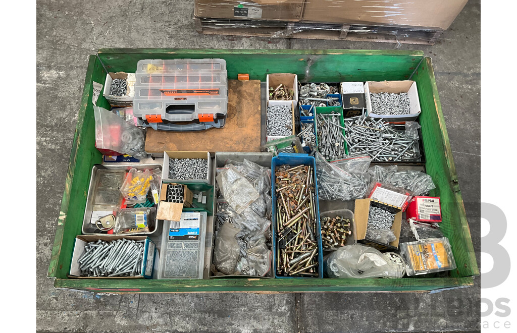 Pallet of Fasteners, Screws and Bolts