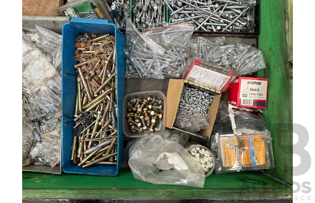 Pallet of Fasteners, Screws and Bolts
