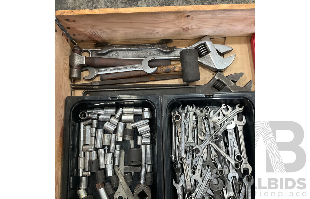 Pallet of  Hand Tools - Sockets, Shifters, Spanner Impact Sockets and More